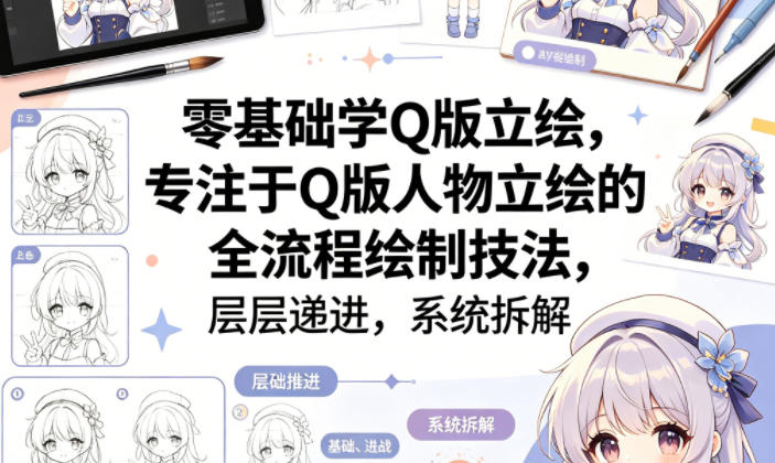 莫哪《零基础学Q版立绘》专注于Q版人物立绘的全流程绘制技法，层层递进，系统拆解-思维日记