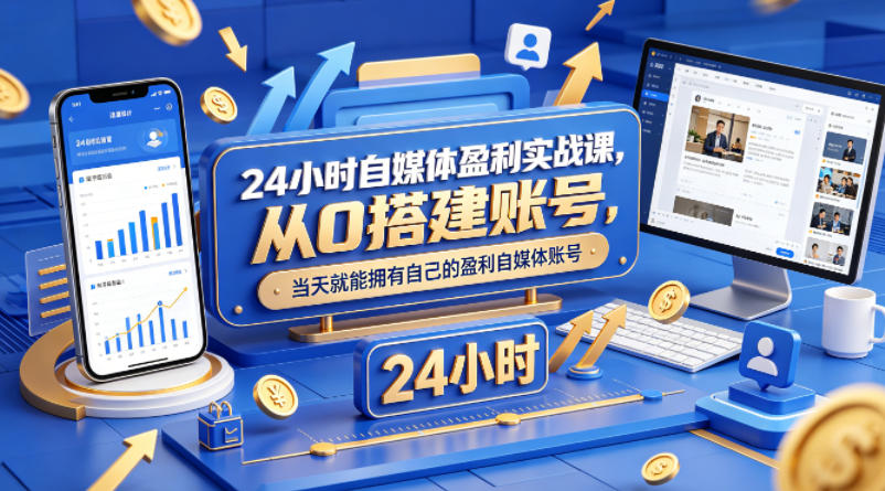 佑哥《24小时自媒体盈利实战课》流出：告别先涨粉再变现，当天就能拥有自己的收钱账号！-思维日记